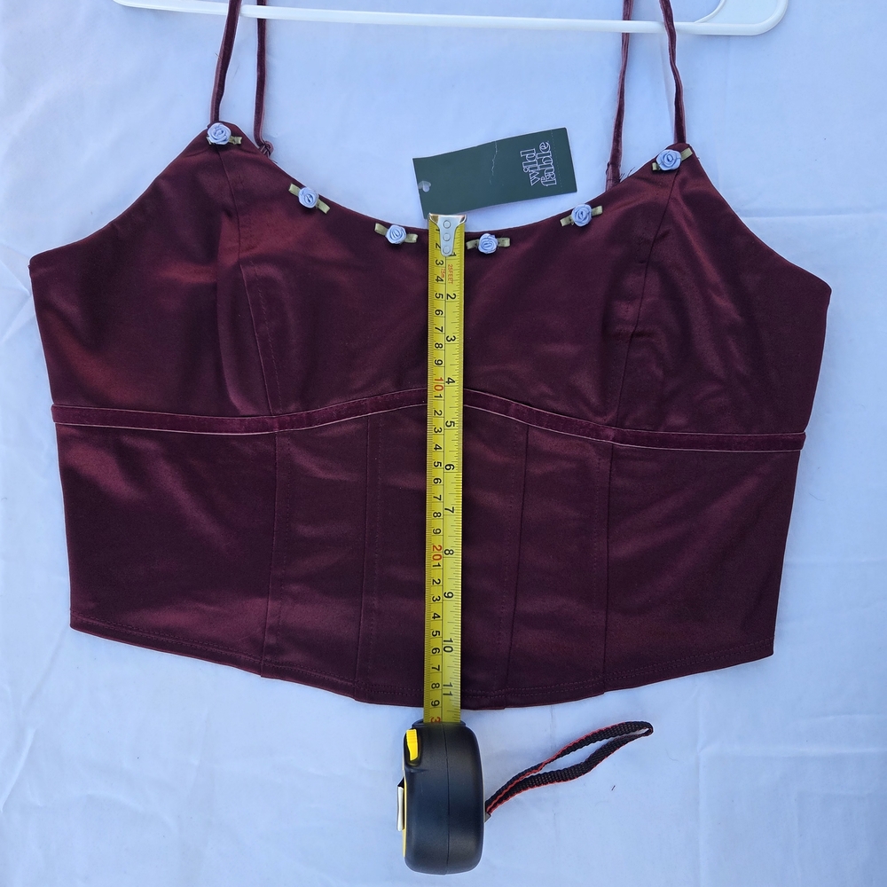 Wild Fable Burgundy Satin Crop Top
